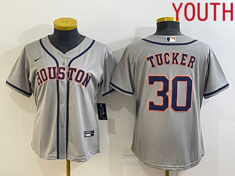 Youth Houston Astros #30 Tucker Grey Game Nike 2022 MLB Jerseys->youth mlb jersey->Youth Jersey